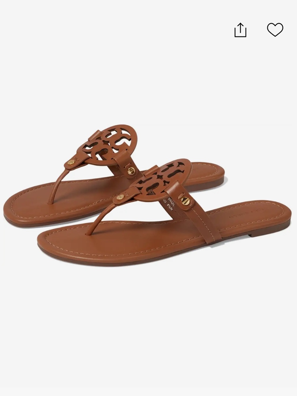 Tory Burch miller Brown Leather Logo Thong Sandals 36 (women’s 5.5 6)